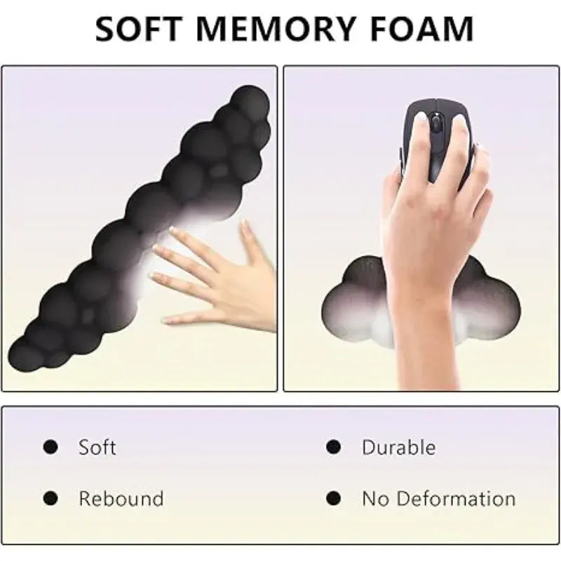 2 PCS Keyboard Cloud Wrist Rest, Memory Foam Keyboard Palm Rest with Non-Slip Base Ergonomic Keyboard Wrist for Pain Relief - Nexvibe