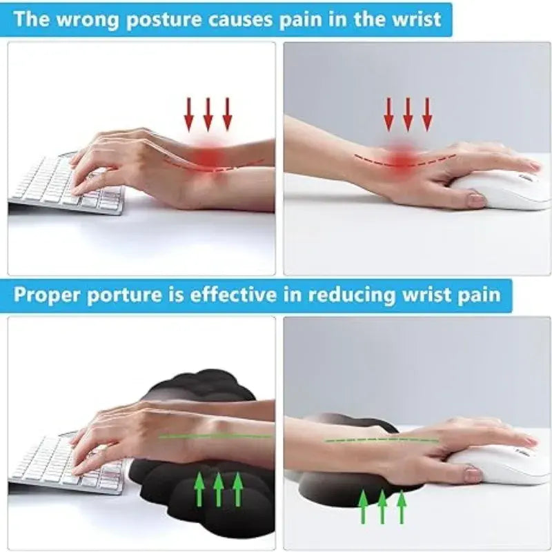 2 PCS Keyboard Cloud Wrist Rest, Memory Foam Keyboard Palm Rest with Non-Slip Base Ergonomic Keyboard Wrist for Pain Relief - Nexvibe