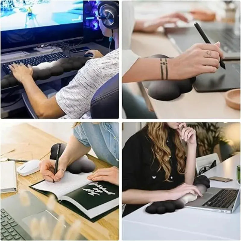 2 PCS Keyboard Cloud Wrist Rest, Memory Foam Keyboard Palm Rest with Non-Slip Base Ergonomic Keyboard Wrist for Pain Relief - Nexvibe