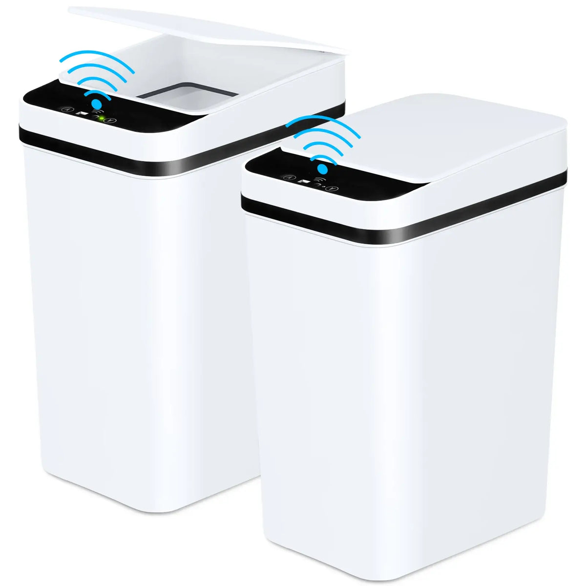 2 Pack 12L Bathroom Automatic Trash Cans Touchless Motion Sensor Slim with Lid for Bathroom Bedroom Living Room Office White - Nexvibe