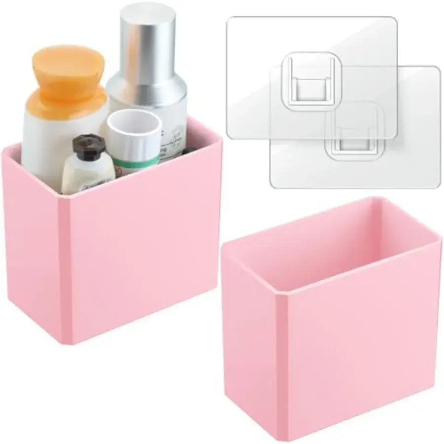 2 Pcs Wall Mounted Organizer Non-drilling Adhesive Floating Shelf Wall Bin Organizer Hanging Storage Containers for Bedroom Bat - Nexvibe