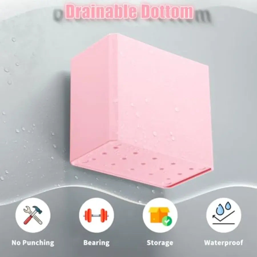 2 Pcs Wall Mounted Organizer Non-drilling Adhesive Floating Shelf Wall Bin Organizer Hanging Storage Containers for Bedroom Bat - Nexvibe