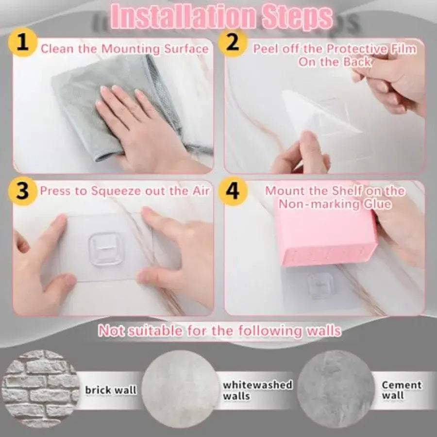 2 Pcs Wall Mounted Organizer Non-drilling Adhesive Floating Shelf Wall Bin Organizer Hanging Storage Containers for Bedroom Bat - Nexvibe