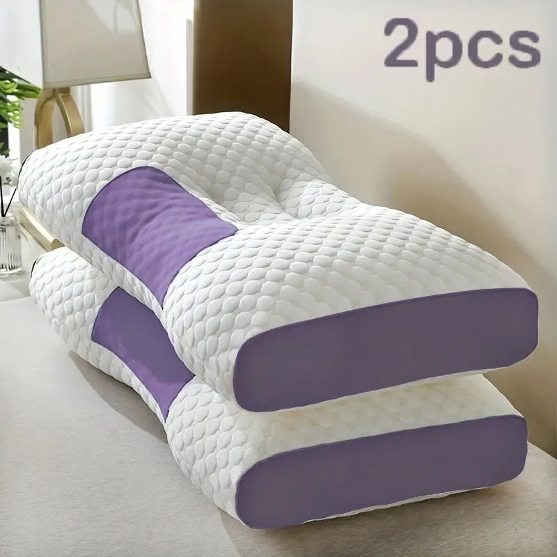 2pcs Massage Neck Pillows Adjustable Ergonomic Orthopedic Contour Support High-Quality Pillow Core All-Season Sleeping