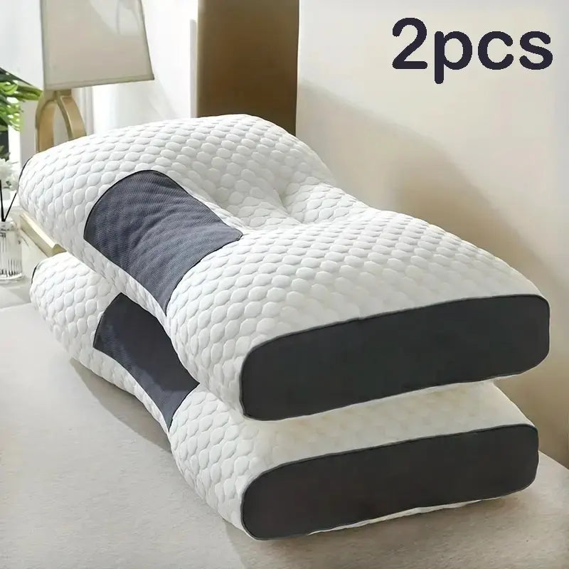 2pcs Massage Neck Pillows Adjustable Ergonomic Orthopedic Contour Support High-Quality Pillow Core All-Season Sleeping