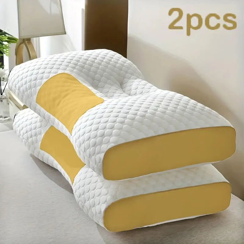2pcs Massage Neck Pillows Adjustable Ergonomic Orthopedic Contour Support High-Quality Pillow Core All-Season Sleeping
