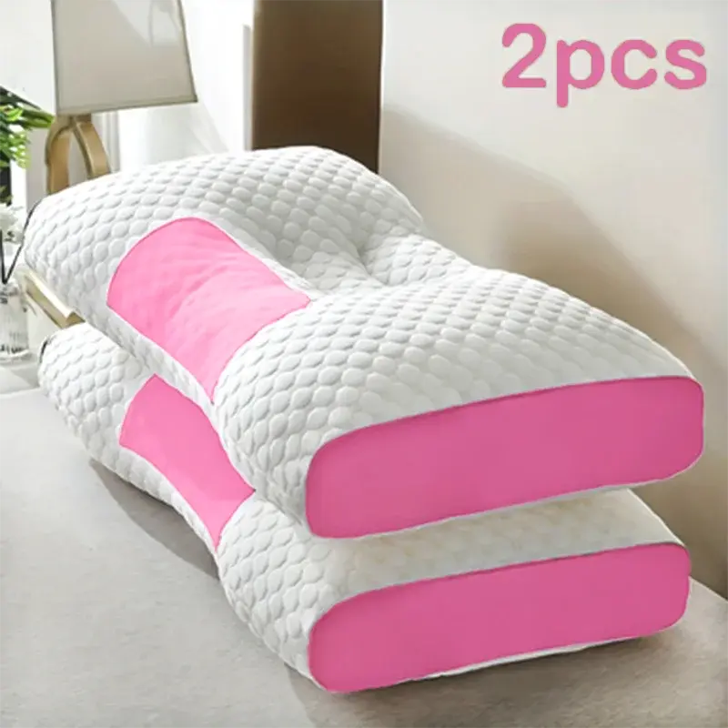 2pcs Massage Neck Pillows Adjustable Ergonomic Orthopedic Contour Support High-Quality Pillow Core All-Season Sleeping