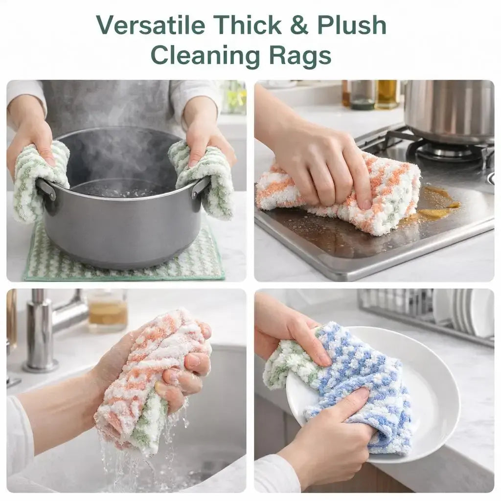 30-pack Non-stick, Sewage-resistant, Corrugated Microfiber Kitchen Cloths - Household Cleaning Cloths - Nexvibe