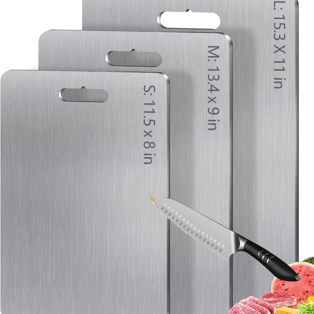 304 Food Grade Stainless Steel Cutting Board Thickened Double Sided Portable Kitchen Chopping Board for Fruit And Meat - Nexvibe