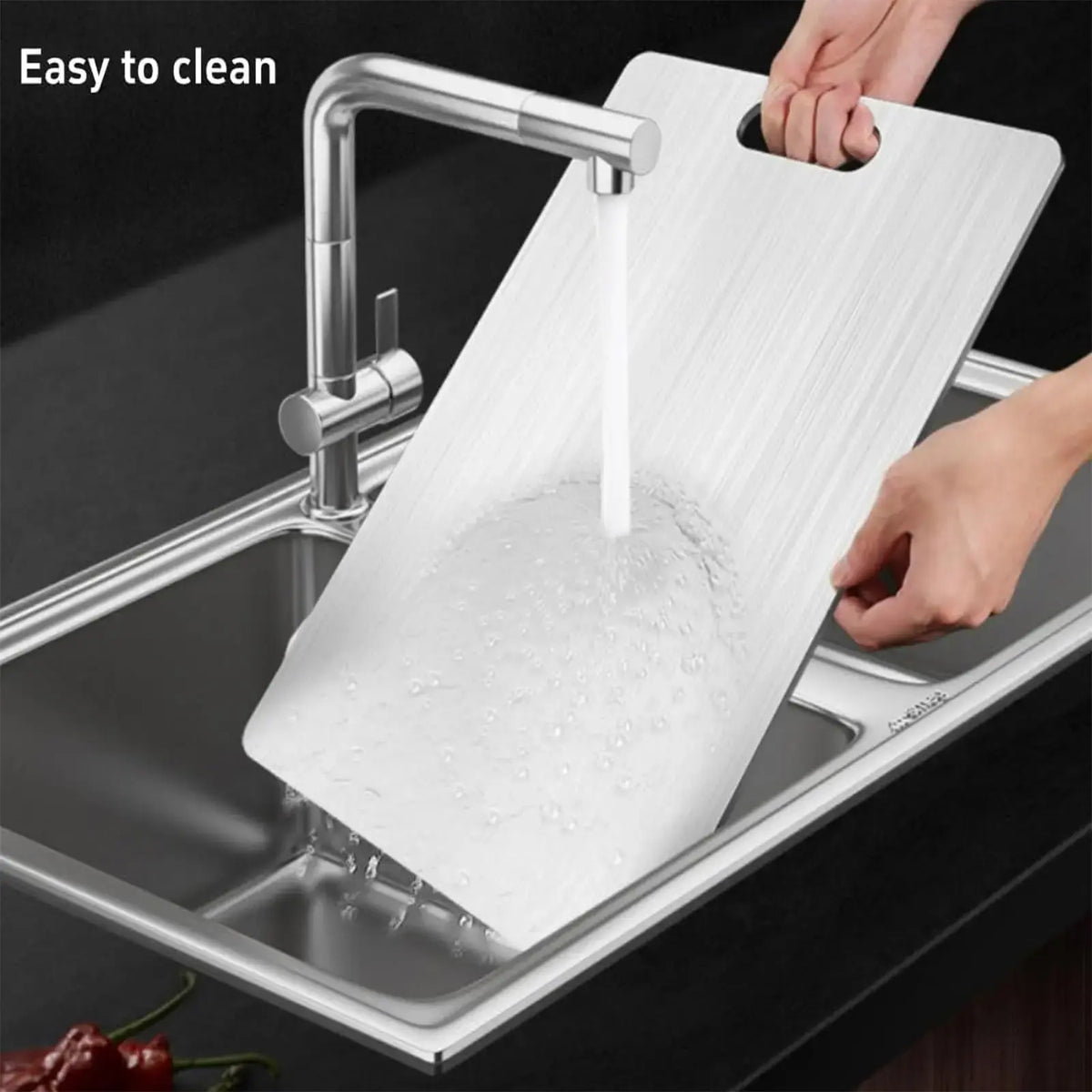 304 Food Grade Stainless Steel Cutting Board Thickened Double Sided Portable Kitchen Chopping Board for Fruit And Meat - Nexvibe