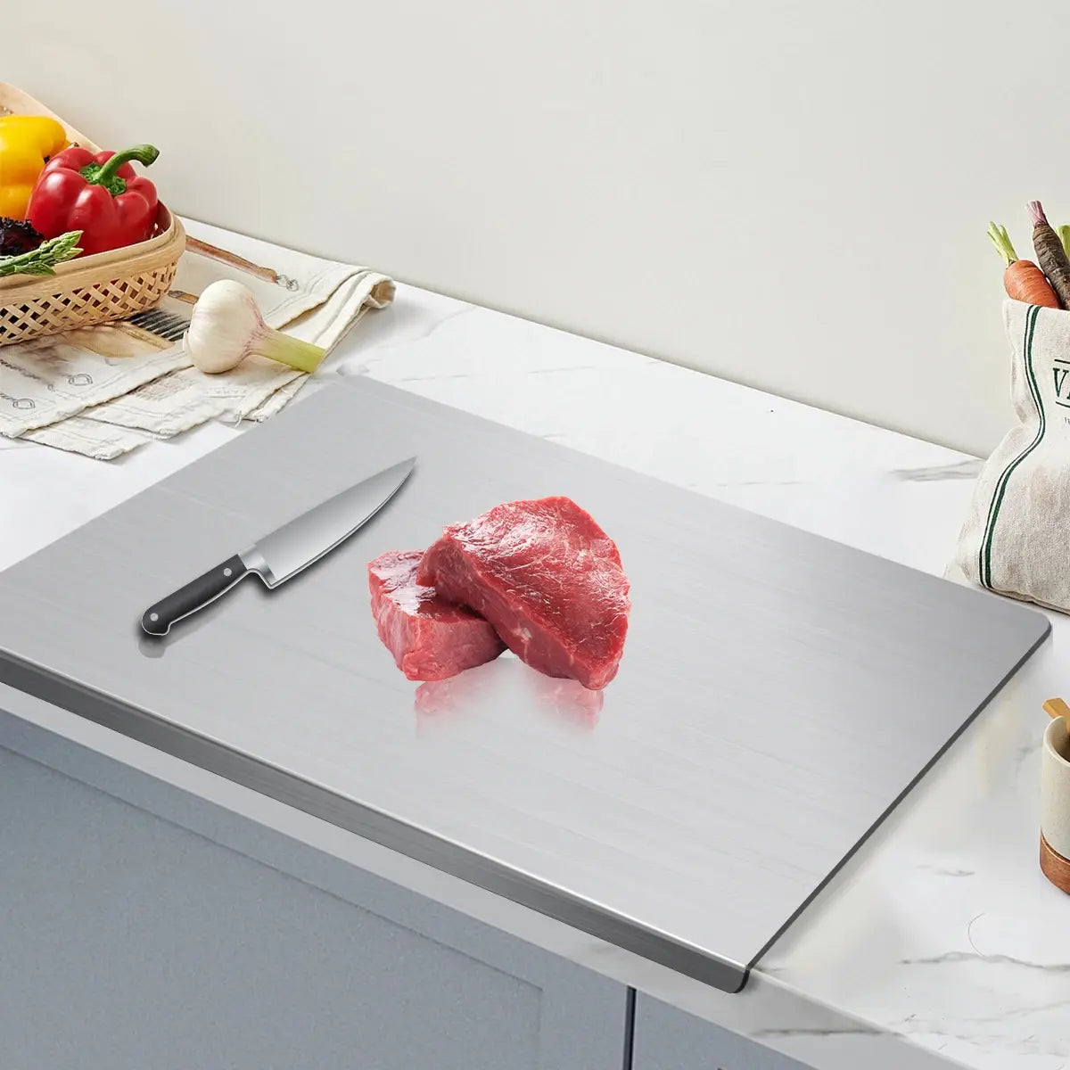 304 Stainless Steel Cutting Board Butcher Block Household Rolling Board Kitchen Supplies Food Preparation Meal Prep Tools - Nexvibe