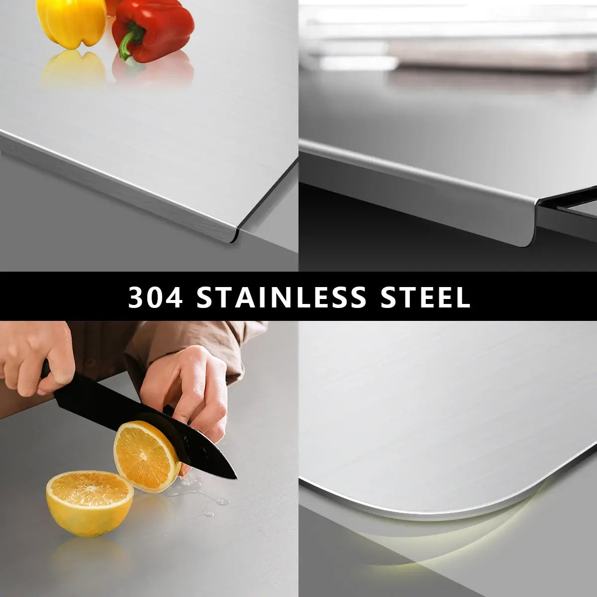 304 Stainless Steel Cutting Board Butcher Block Household Rolling Board Kitchen Supplies Food Preparation Meal Prep Tools - Nexvibe