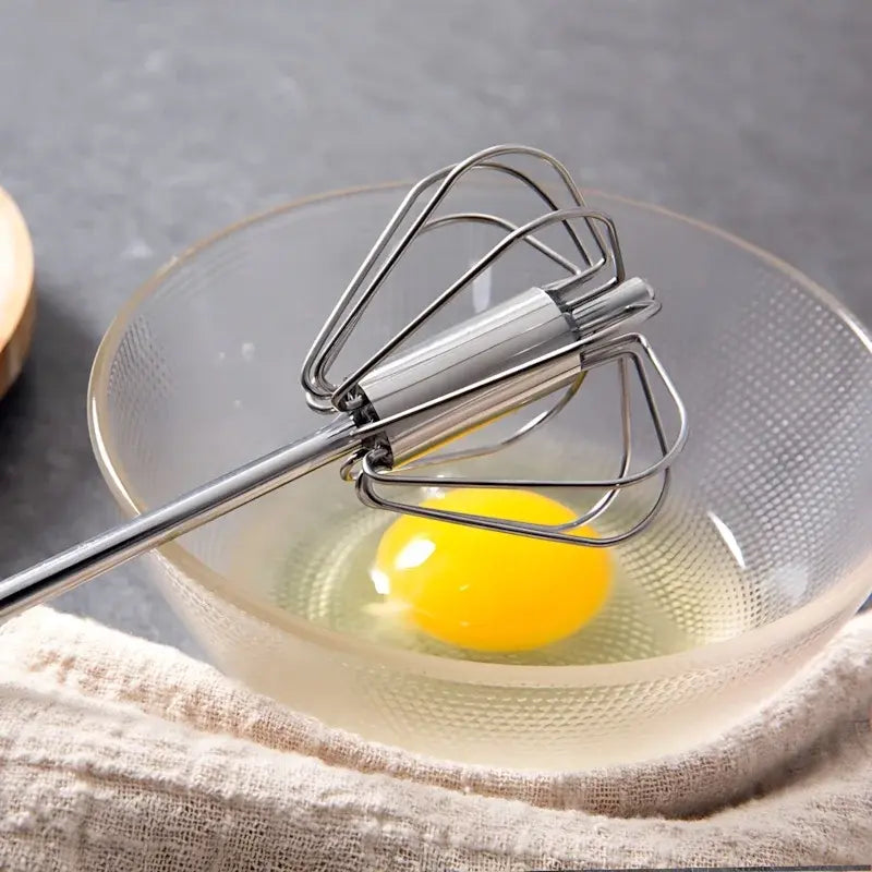 32×6cm Semi-Automatic Stainless Steel Whisk - Thickened Detachable Handle Egg Beater, Smooth Rotating Design for Baking - Nexvibe