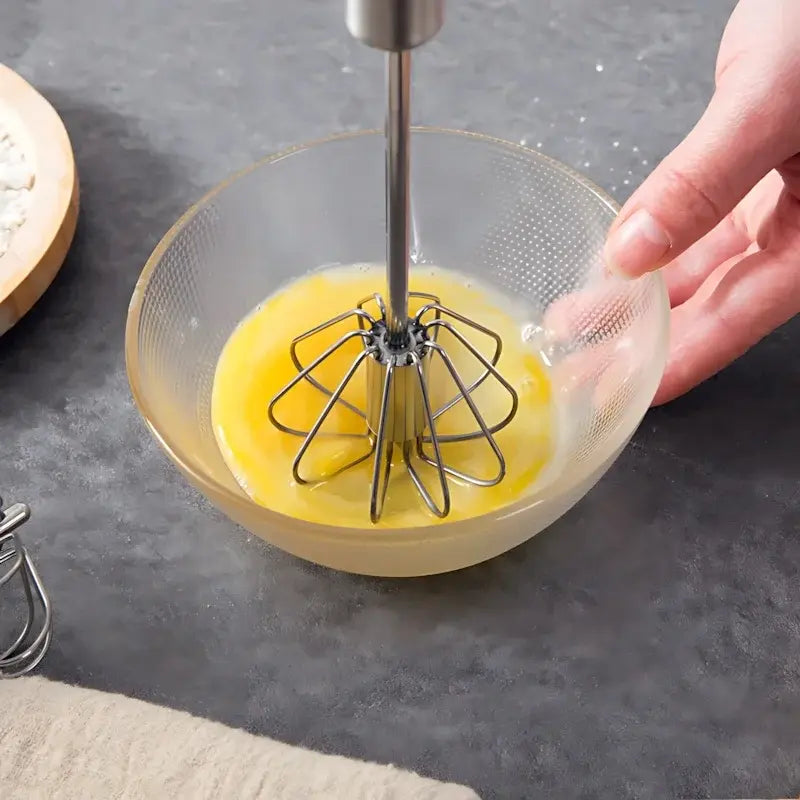 32×6cm Semi-Automatic Stainless Steel Whisk - Thickened Detachable Handle Egg Beater, Smooth Rotating Design for Baking - Nexvibe