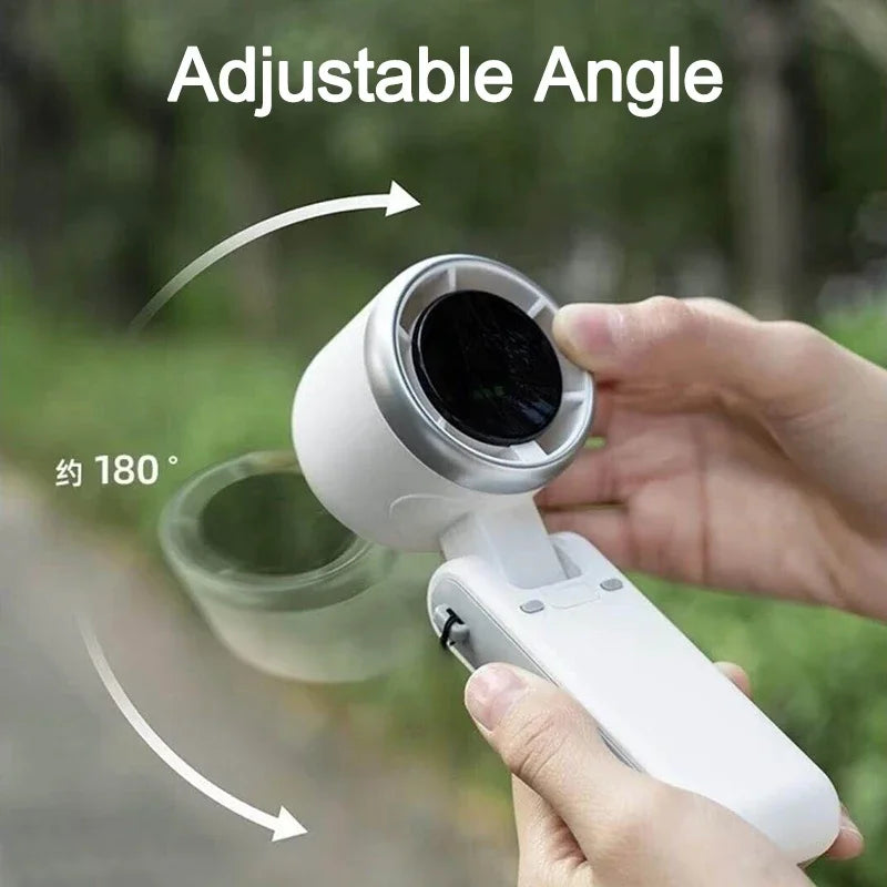 3600mAh Foldable Hand Fan Mini Handheld Turbo Fan Portable USB Rechargeable Desktop Folding Hanging Fan for Outdoor