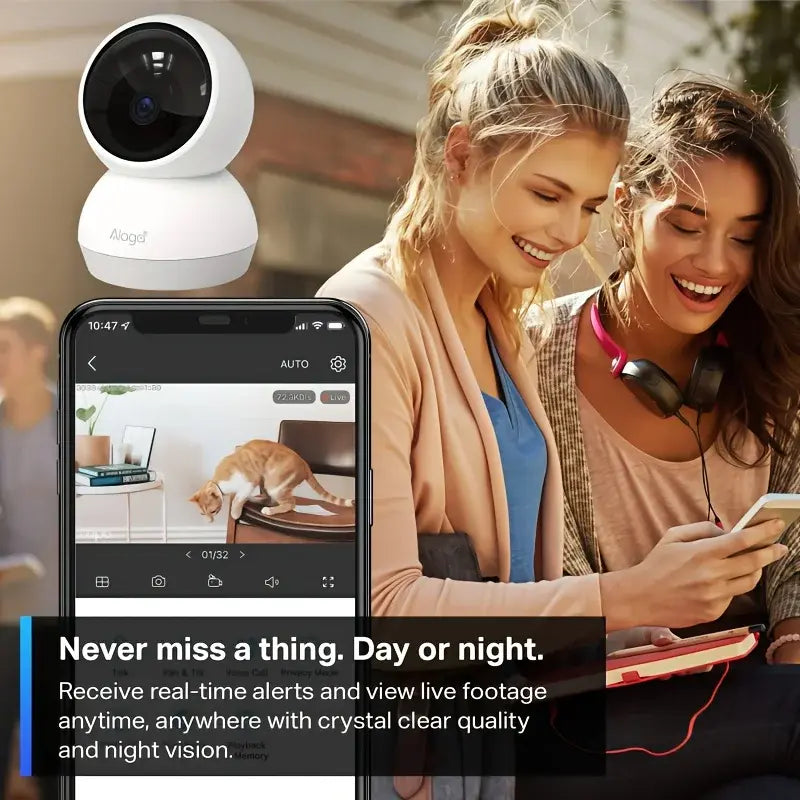3K Pet Dog Camera with Phone App 5G/2.4G WiFi Indoor Security Baby Camera,AI Detection 360° Pan&Tilt 2-Way Audio Night
