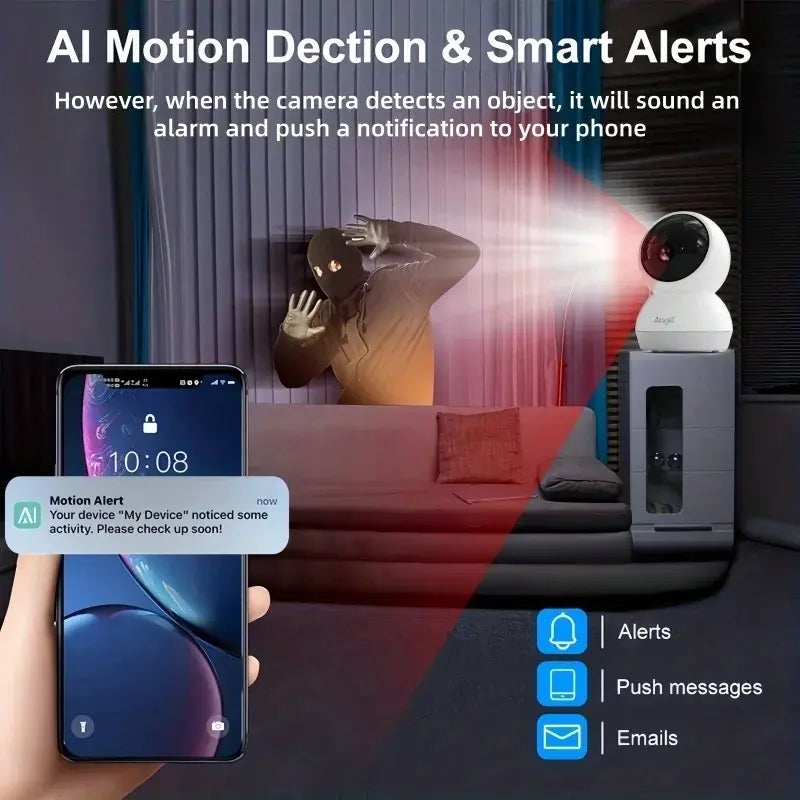 3K Pet Dog Camera with Phone App 5G/2.4G WiFi Indoor Security Baby Camera,AI Detection 360° Pan&Tilt 2-Way Audio Night