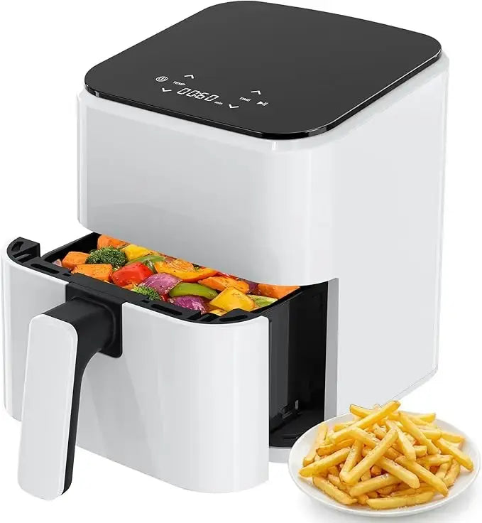 3QT Air Fryer, Small Air Fryer with Digital PP Touch Panel, White - Nexvibe