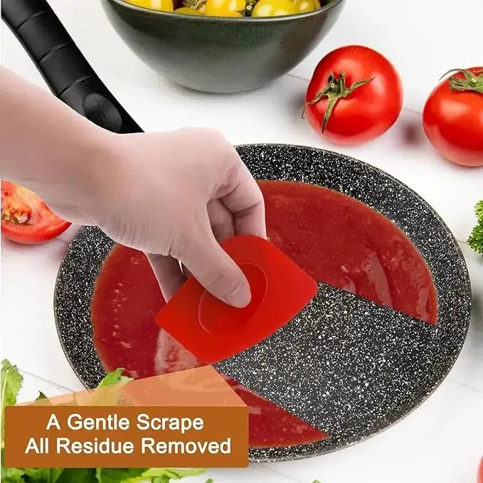 3 Pack Pan Scraper Plastic Kitchen Pot Scrubber Cast Iron Skillet Non Scratch Cleaner Pad Sturdy Durable Food Scraper Tool Set - Nexvibe