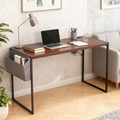 Small Computer Desk Simple Style Writing Desk for Small Spaces 48 Inch Home Office Modern Student Study Laptop Writing Table with Storage Bag USB Hub, Brown