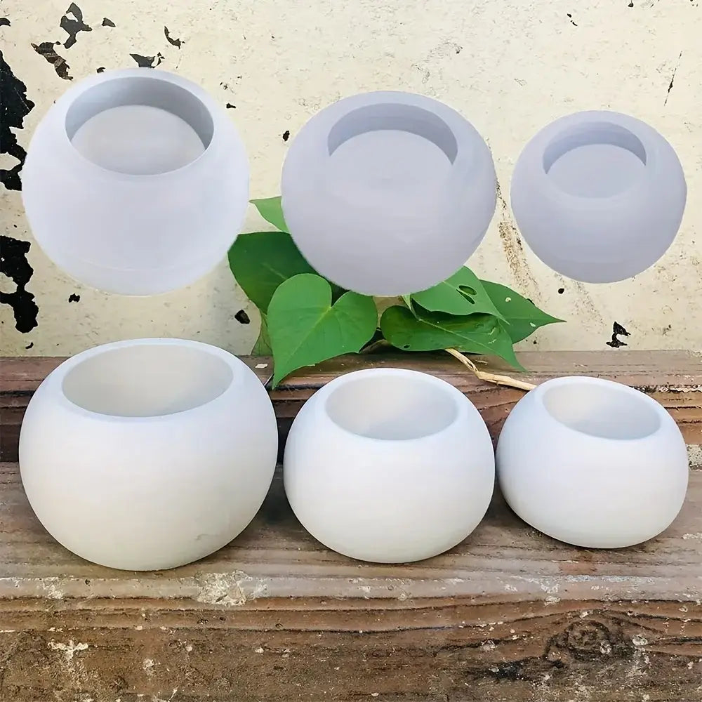 3pcs Round Flower Pot Silicone Mold DIY Succulent Plant Vase Round Candle Cup Mold Crafting Materials Plaster Cement Resin Mold - Nexvibe