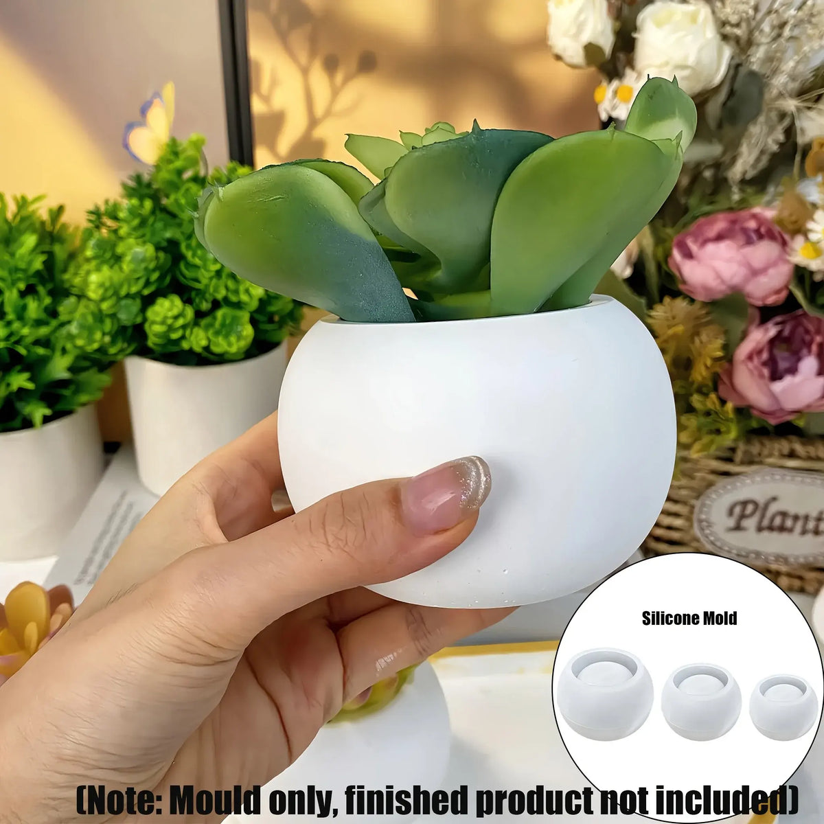 3pcs Round Flower Pot Silicone Mold DIY Succulent Plant Vase Round Candle Cup Mold Crafting Materials Plaster Cement Resin Mold - Nexvibe