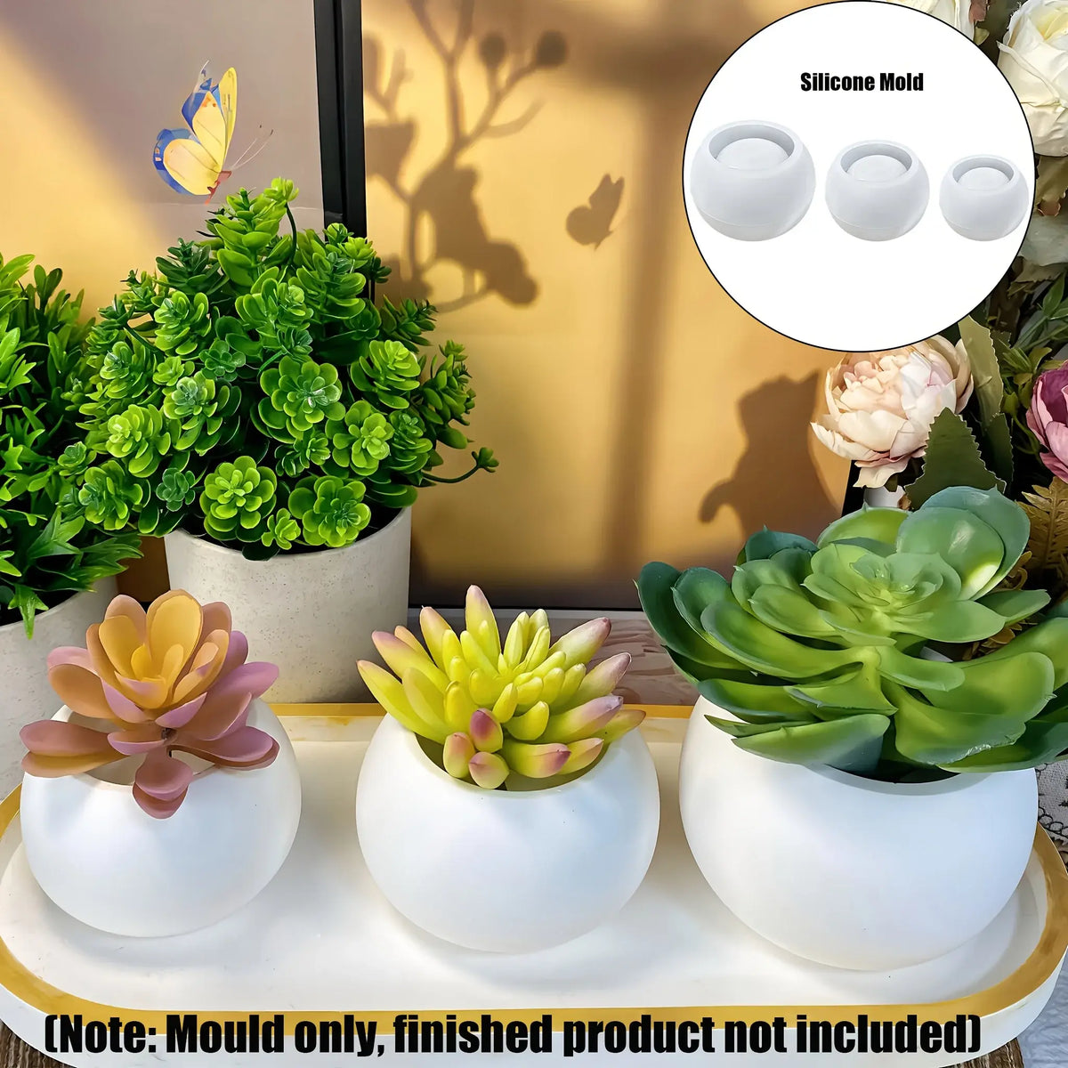 3pcs Round Flower Pot Silicone Mold DIY Succulent Plant Vase Round Candle Cup Mold Crafting Materials Plaster Cement Resin Mold - Nexvibe