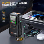 4-IN-1 Car Jump Starter with Air Compressor Peak 5000A Auto Battery Booster 150PSI Air Pump Portable Power Bank Tire
