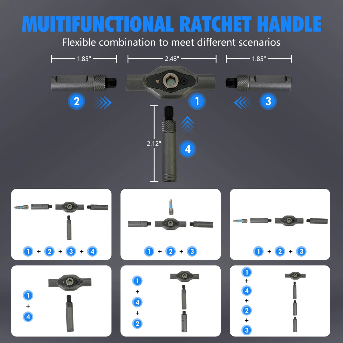 42-in-1 Magnetic Screwdriver Set T-handle Multifunctional Ratchet Screwdriver Bit Kit for Household DIY Bicycle Repair