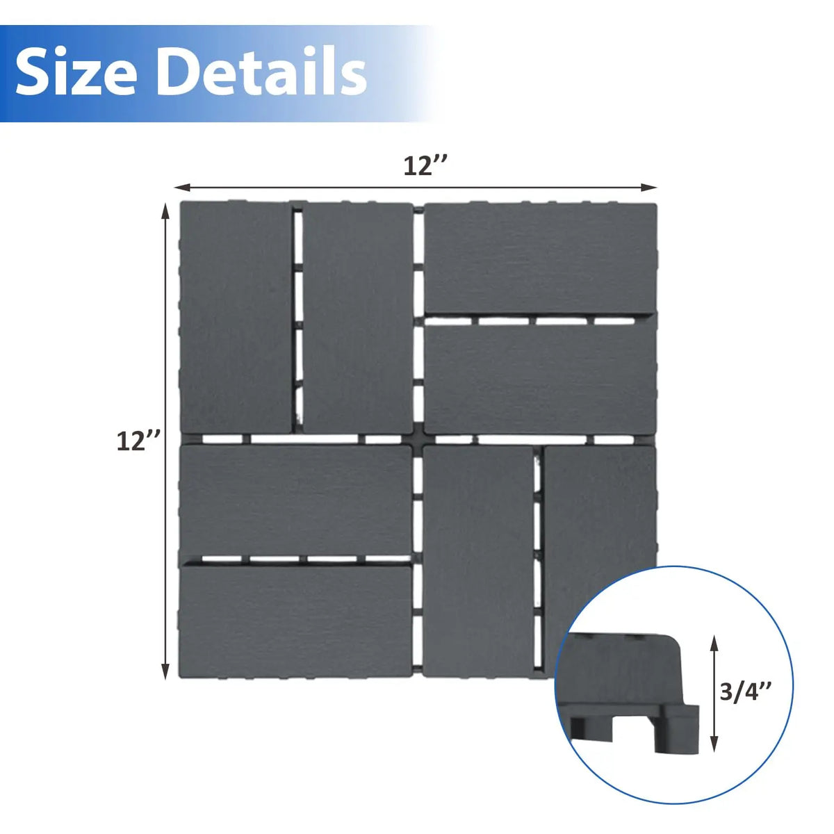 44-Piece Pack of Plastic Lock Floor Tiles Lock Terrace Tiles Ideal for Garden Walkway Balcony Patio and Porch Decor