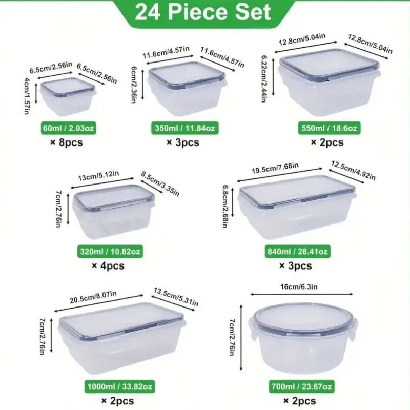 48Pcs BPA-Free Food Storage Set - 24 Airtight Containers & Lids with Labels for Pantry, Travel, Kitchen Organization - Nexvibe