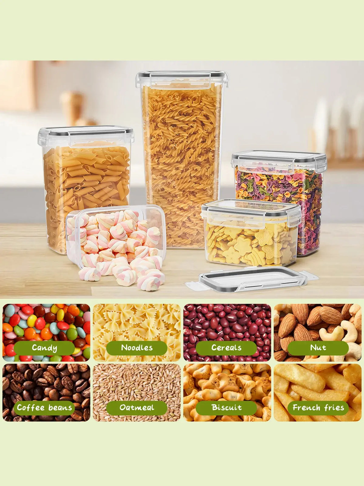 48pcs，kitchen gadgets, sealed pasta boxes with LIDS, labels and markings - versatile containers for pasta, dry food - Nexvibe