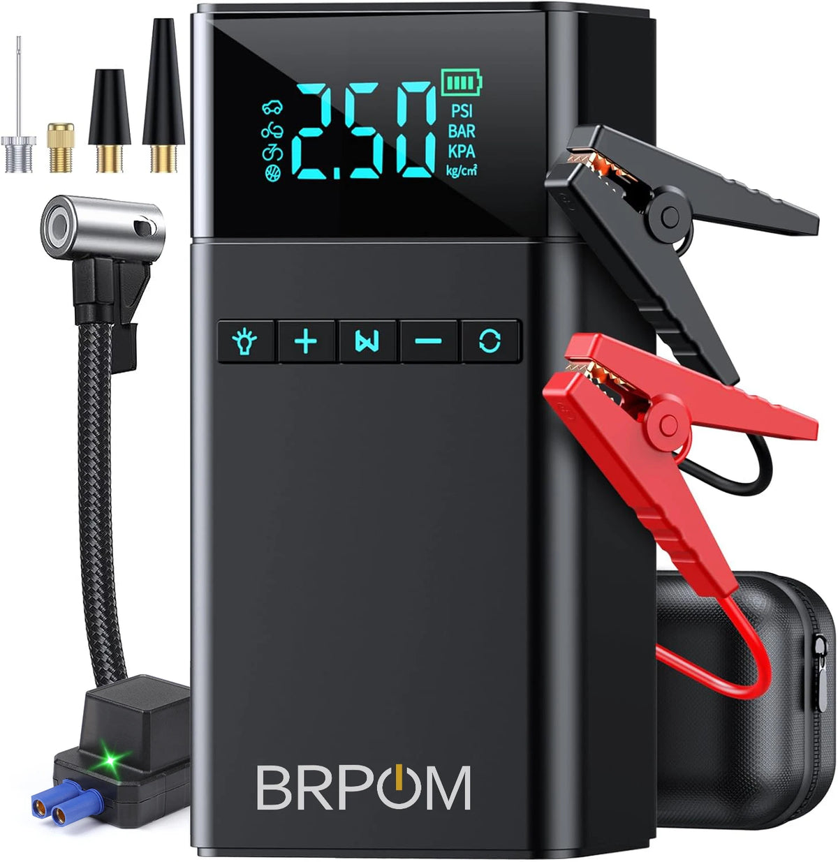 4 In 1 Jump Starter Air Compressor Power Bank LED Light 12000mAh 150PSI Wireless Electric Pump For Outdoor Travel Car