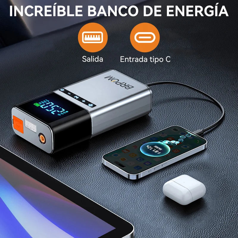 4 In 1 Jump Starter Air Compressor Power Bank LED Light 12000mAh 150PSI Wireless Electric Pump For Outdoor Travel Car