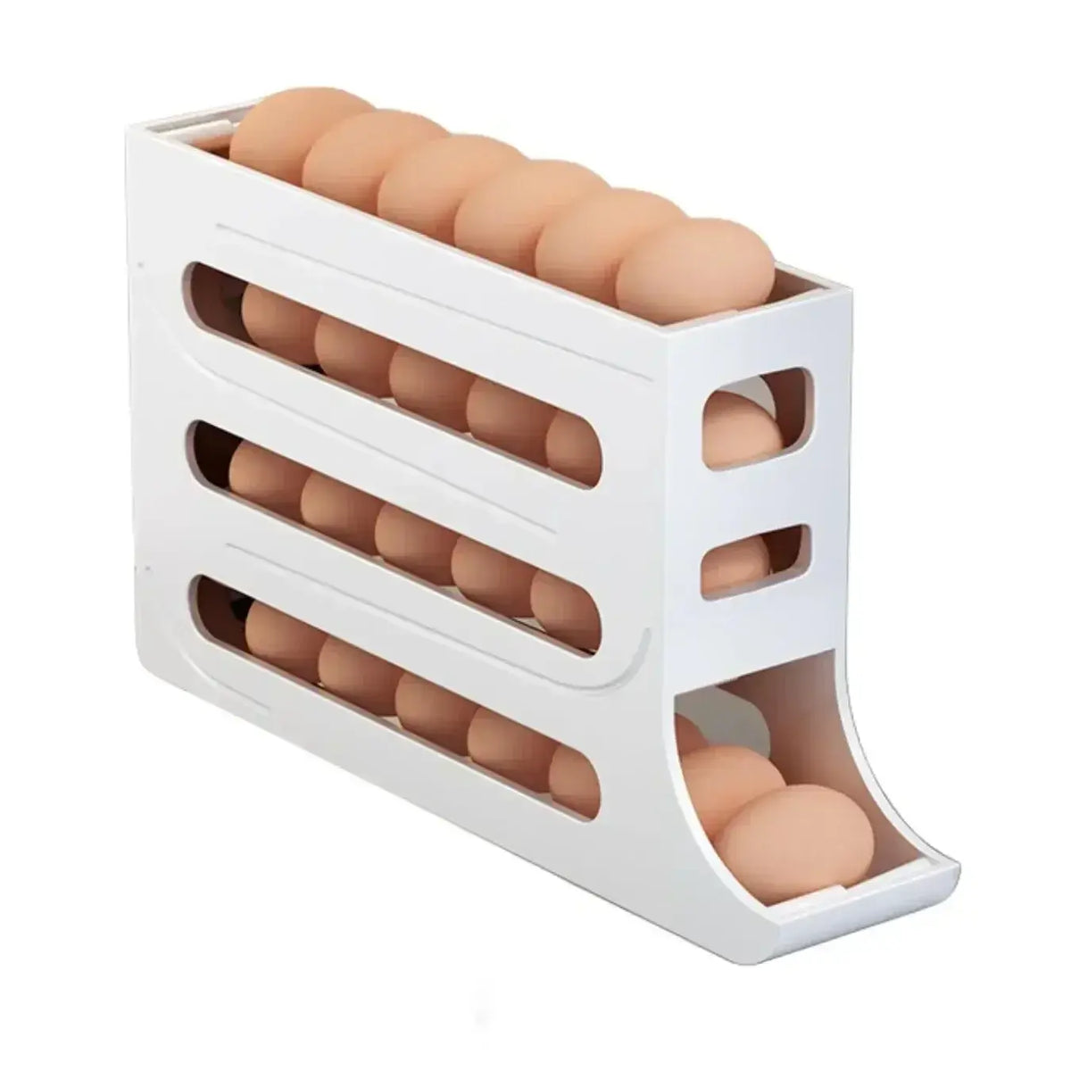 4 Layer Automatic Rolling Egg Dispenser Refrigerator Storage Box Fridge Organizer Rack for Kitchen - Nexvibe