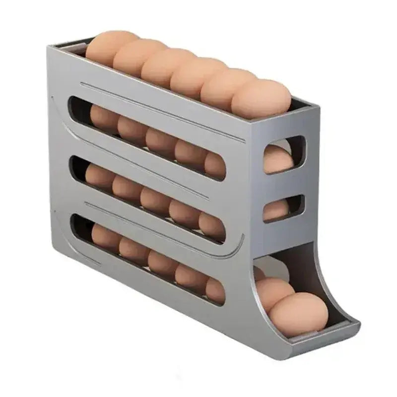 4 Layer Automatic Rolling Egg Dispenser Refrigerator Storage Box Fridge Organizer Rack for Kitchen - Nexvibe