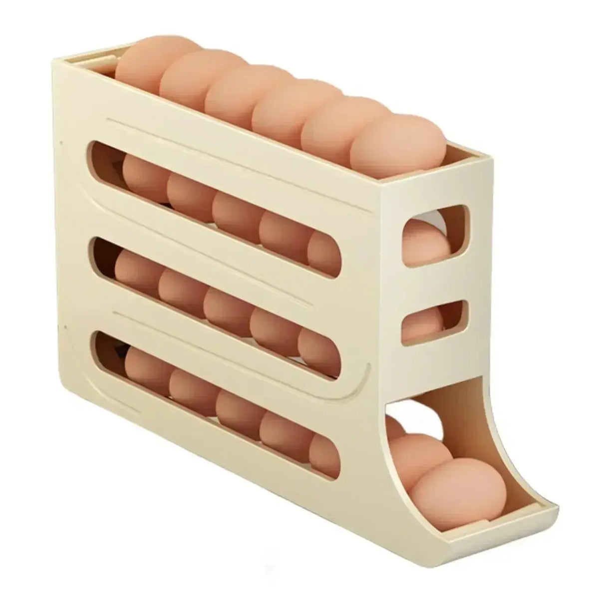 4 Layer Automatic Rolling Egg Dispenser Refrigerator Storage Box Fridge Organizer Rack for Kitchen - Nexvibe