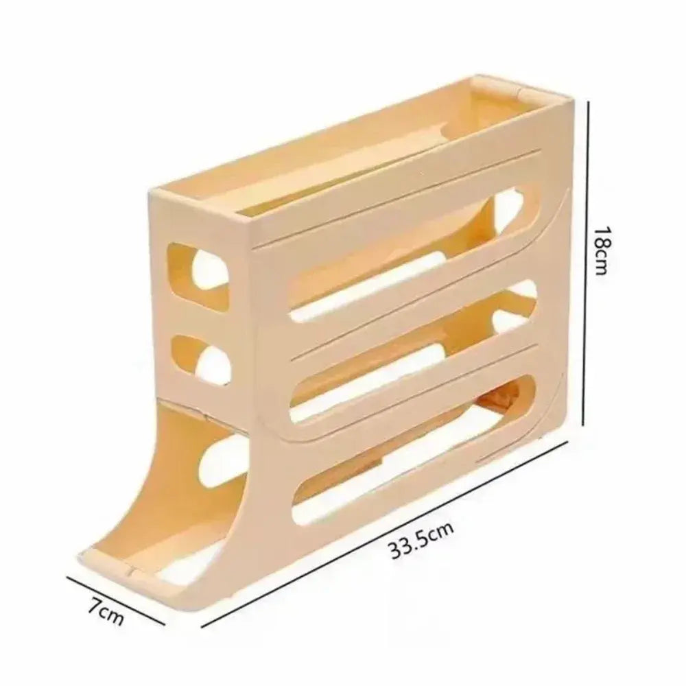 4 Layer Automatic Rolling Egg Dispenser Refrigerator Storage Box Fridge Organizer Rack for Kitchen - Nexvibe