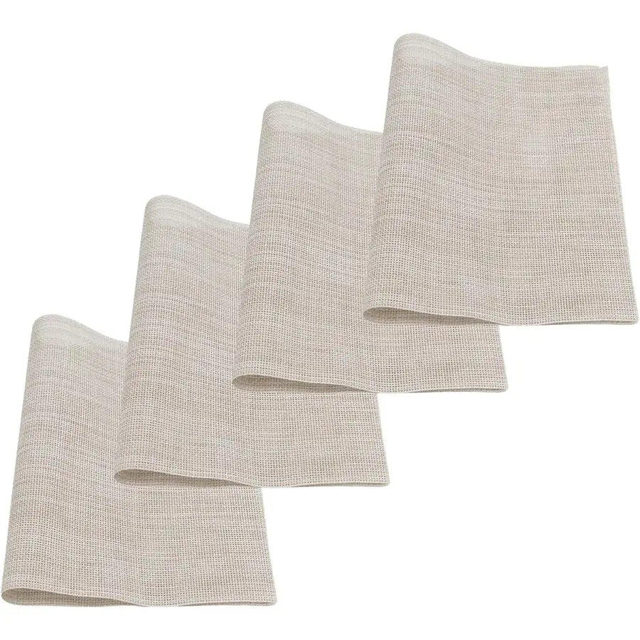 4 Pcs Bge Placemats Wipeable Washable Woven Placemats Double-sided Vinyl Kitchen Table Place Mats - Nexvibe