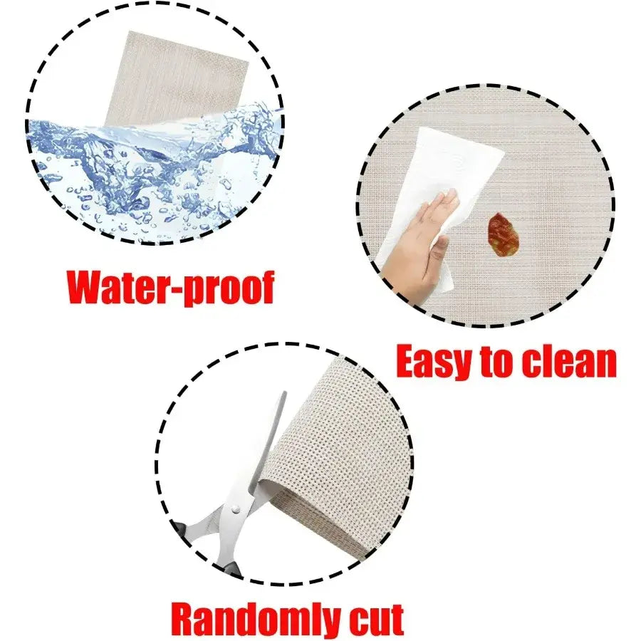 4 Pcs Bge Placemats Wipeable Washable Woven Placemats Double-sided Vinyl Kitchen Table Place Mats - Nexvibe