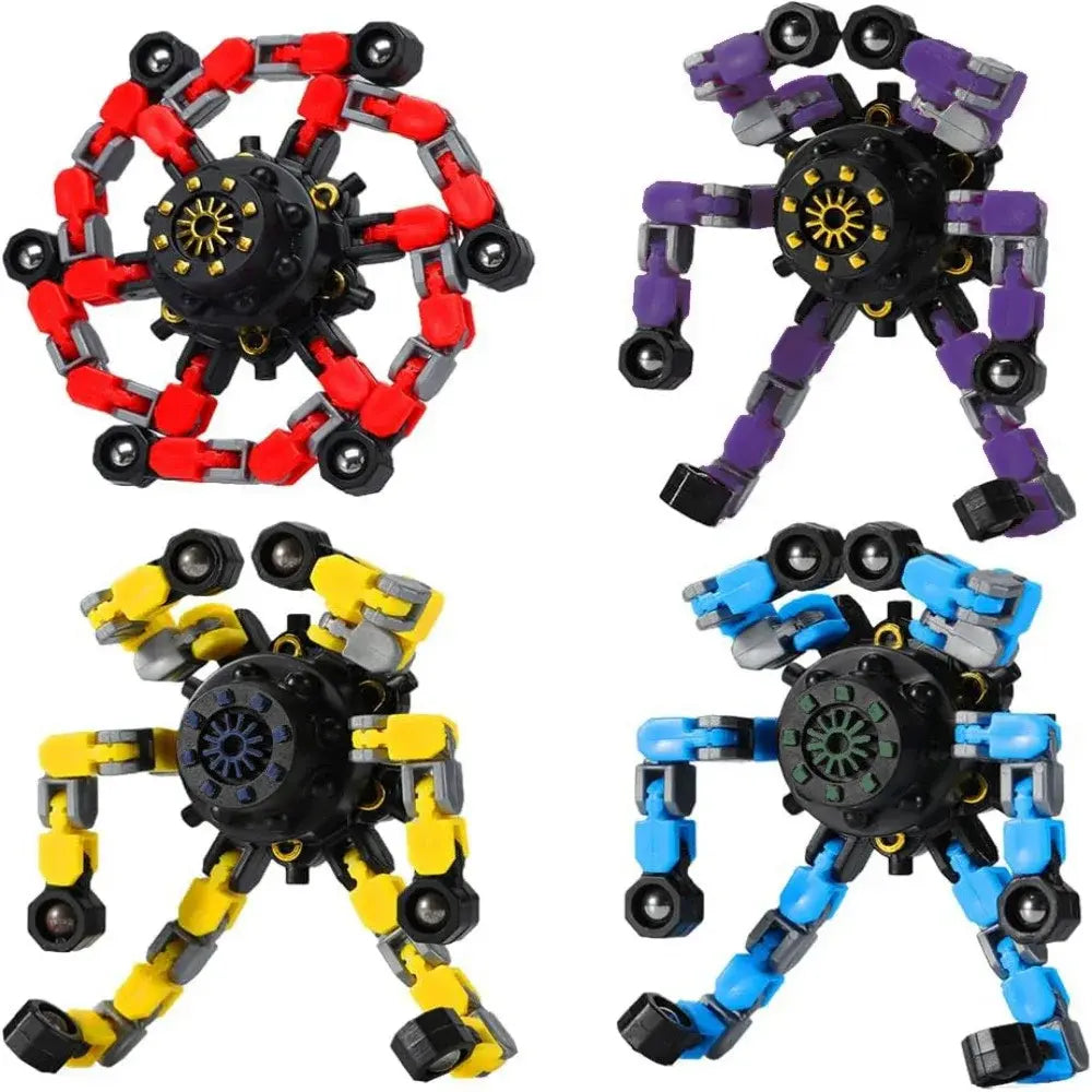 4 Pcs Transformable Fidget Spinners Fingertip Gyros for Kids And Adults Boys And Girls Easter Basket Stuffers Halloween Fun - Nexvibe