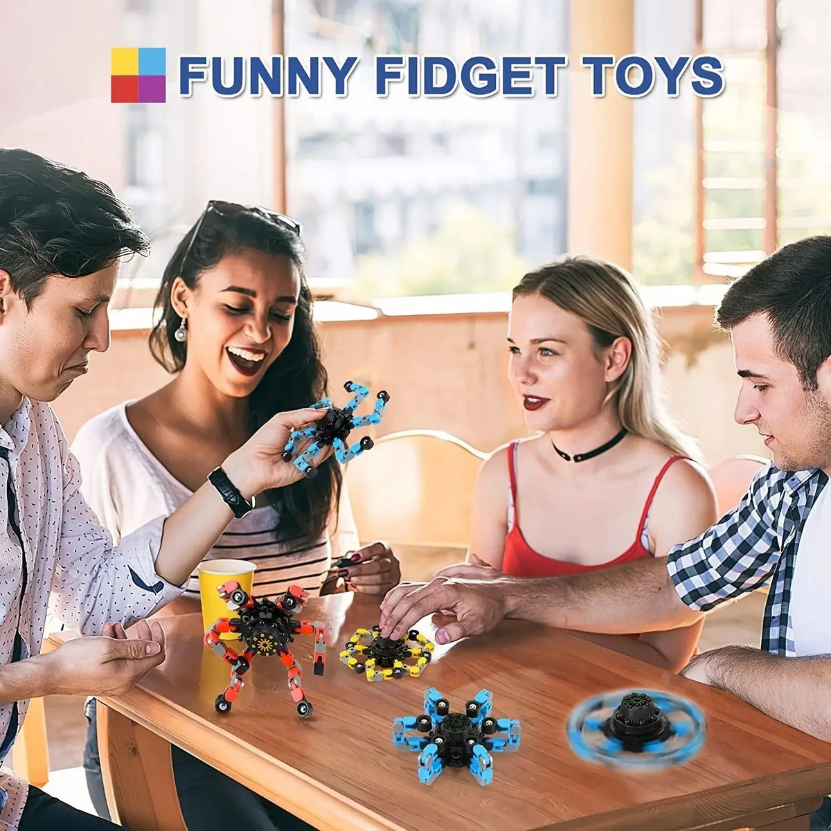 4 Pcs Transformable Fidget Spinners Fingertip Gyros for Kids And Adults Boys And Girls Easter Basket Stuffers Halloween Fun - Nexvibe