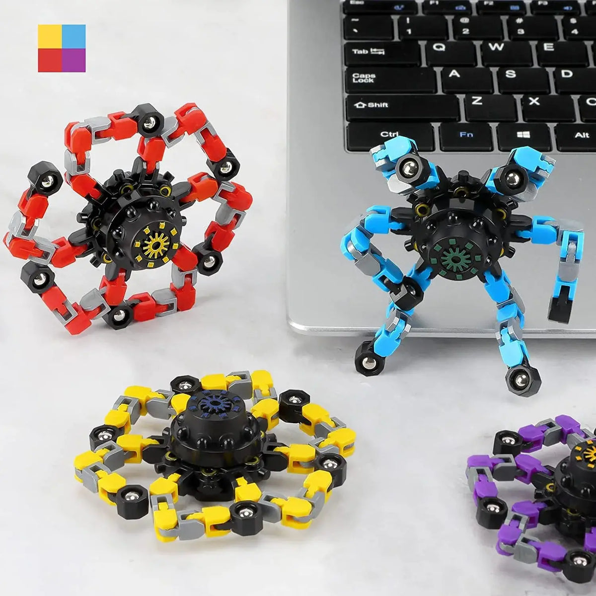4 Pcs Transformable Fidget Spinners Fingertip Gyros for Kids And Adults Boys And Girls Easter Basket Stuffers Halloween Fun - Nexvibe