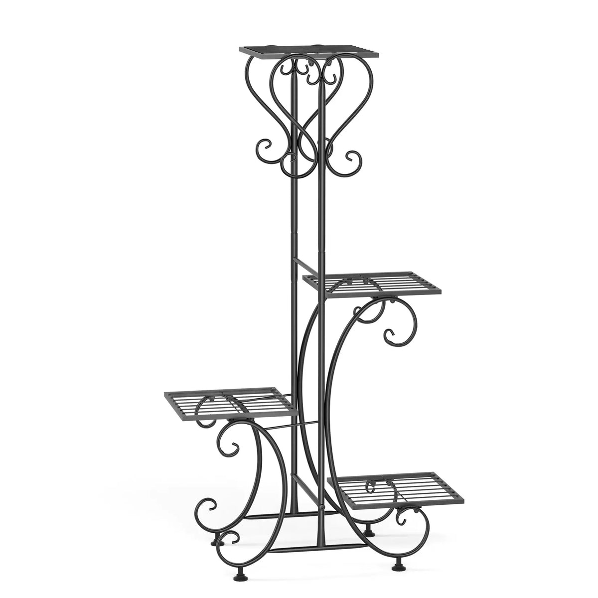 4 Tier Metal Plant Stand for Indoor Outdoor Garden Patio Flower Pot Display Rack Organizer Black and White - Nexvibe