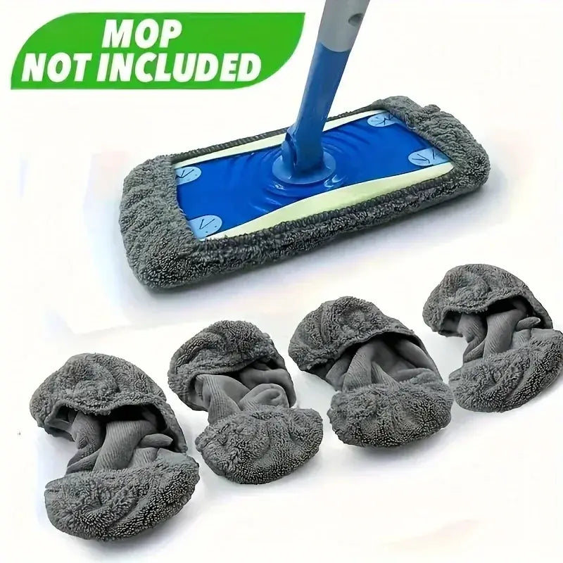 4 Unit Reusable Mop Pad, Machine-Washable Long-Lasting Flat Floor Mop Cloth, For Both Dry And Wet Use - Nexvibe