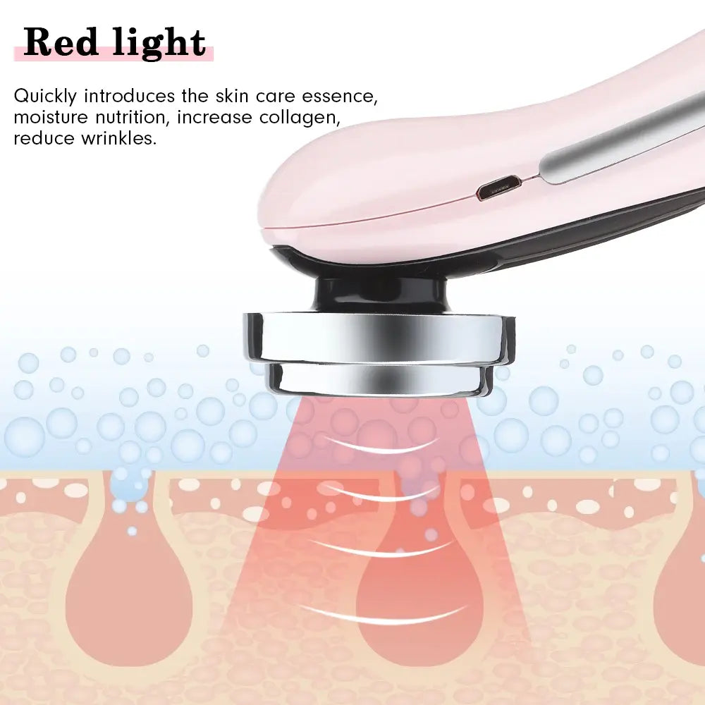 4in1 Facial Massager Red Blue Light therapy Vibration Skin Tightening Face Lifting Anti Wrinkle Beauty Device Skin Care Tool - Nexvibe