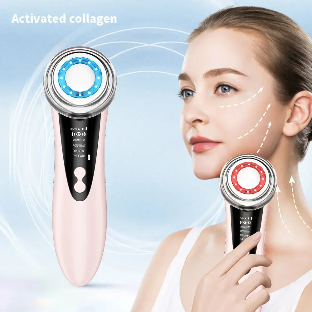 4in1 Facial Massager Red Blue Light therapy Vibration Skin Tightening Face Lifting Anti Wrinkle Beauty Device Skin Care Tool - Nexvibe