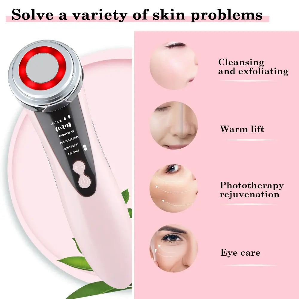 4in1 Facial Massager Red Blue Light therapy Vibration Skin Tightening Face Lifting Anti Wrinkle Beauty Device Skin Care Tool - Nexvibe