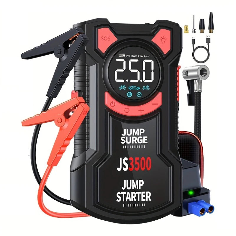5-in-1 Jump Starter with Air Pump 3000A Peak Starter Box 150PSI Battery Pack with Digital Tire Inflator Car Battery