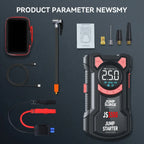 5-in-1 Multifunctional Air Pump Jump Starter with Air Compressor 3000A Peak/150PSI Battery Jump Starter Digital Tire Inflator - Nexvibe